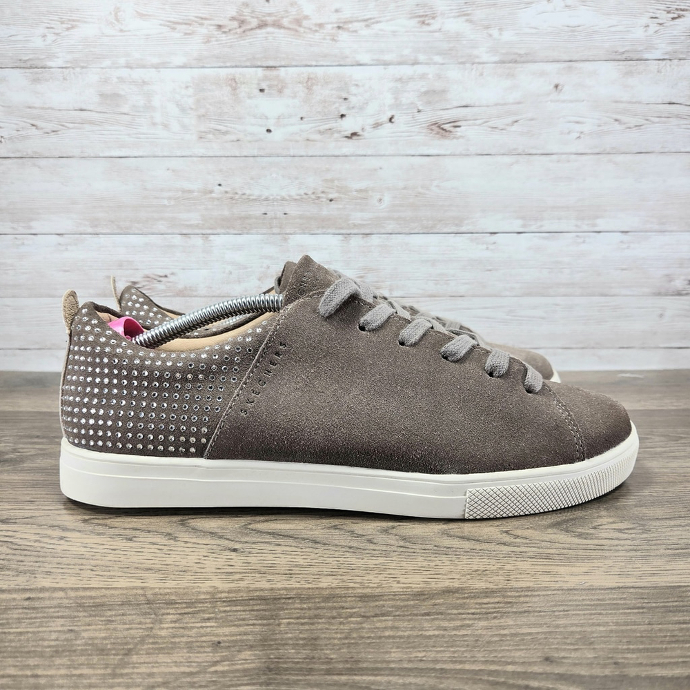 Skechers Street Moda Womens Fashion Sneakers Brown Low Top Bling Lace Up Sz 9.5
